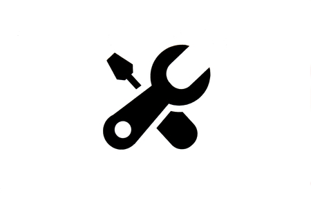 On a white background in the form of a wrench and screwdriver icon "servicing"の写真素材