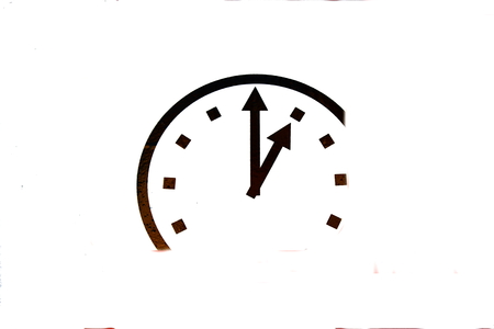 On a white background shows the clock, which means fast and quality workの写真素材