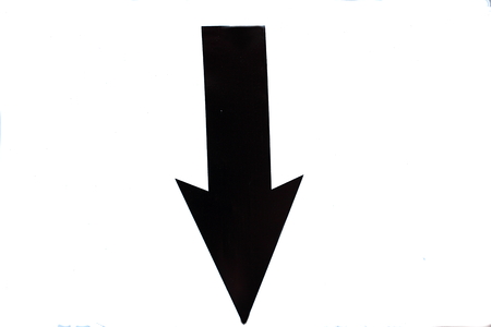 Displayed on a white background with black down arrowの写真素材
