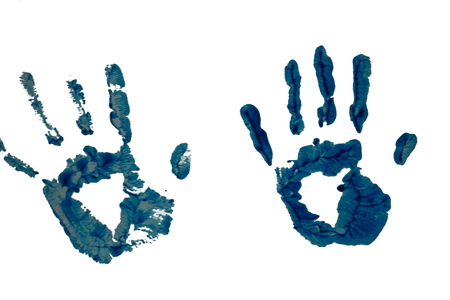 handprints on white backgroundの写真素材