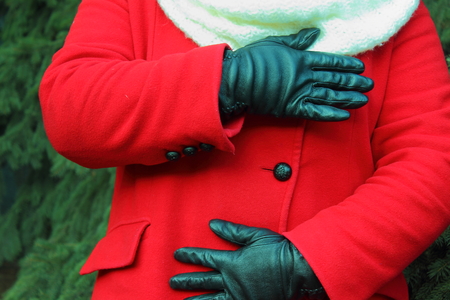 winter women's clothing from the scarf, gloves, coatsの写真素材