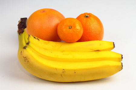 are bananas, mandarin, grapefruit, orangeの写真素材