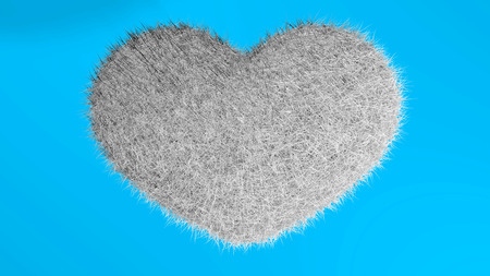 White heart with blue background.の写真素材