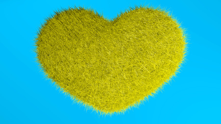 Yellow heart with blue background.の写真素材