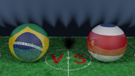 Brazil vs Costa Rica football teamの写真素材