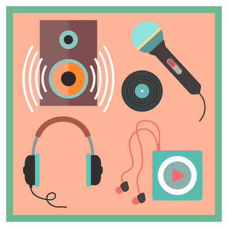 musical icons set in flat style illustrationのイラスト素材