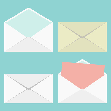 set of closed and open envelopes. vector illustrationのイラスト素材