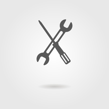 screwdriver and wrench icon with shadow. vector illustrationのイラスト素材
