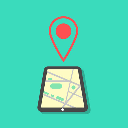 tablet with map and pointer.のイラスト素材