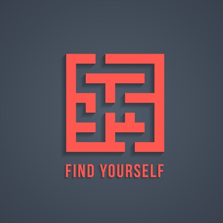 concept of find yourself with maze. modern trendy eps10 vector illustrationのイラスト素材