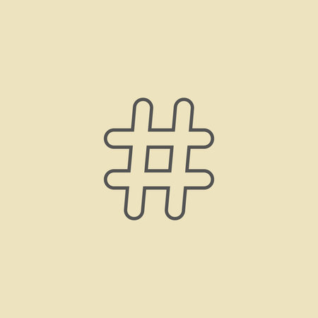 outline black hashtag icon isolated on dark yellow background. modern vector illustrationのイラスト素材