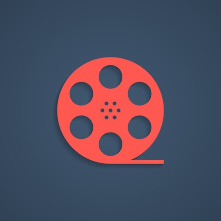 red film reel icon with shadow.のイラスト素材