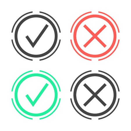 check marks in double circle. isolated on white background. modern vector illustrationのイラスト素材