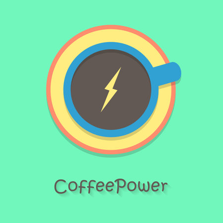 coffee power with blue cup. concept of cheerfulness, traditional breakfast, recharge your batteries and beginning of the day. flat style trendy modern  design vector illustrationのイラスト素材