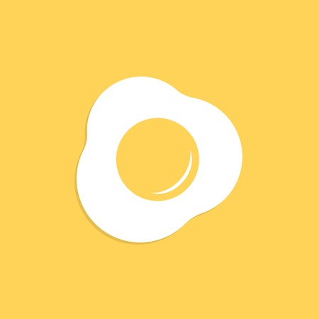 scrambled eggs isolated on yellow background. concept of traditional breakfast, recharge your batteries and beginning of the day. flat style trendy modern design vector illustrationのイラスト素材