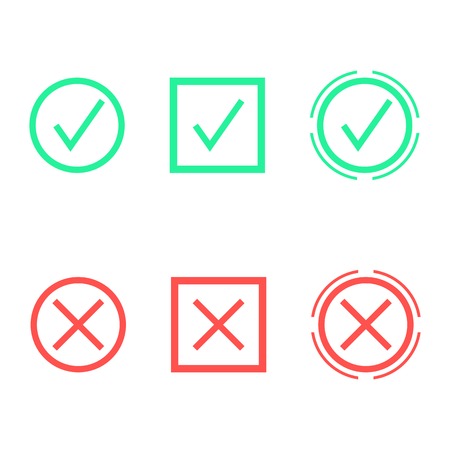 set of check marks in different shapes. isolated on white background. flat style trendy modern logo design vector illustrationのイラスト素材