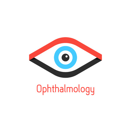 ophthalmology  with eye from ribbons. concept of surgery, optometry, ophthalmic, optician, oculist. isolated on white background. flat style trendy modern branding design  illustrationのイラスト素材