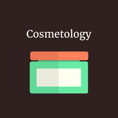 colored facial cream like cosmetology. concept of beauty parlor, skincare, organic balsam, medicine, branding package. isolated on brown background. flat style trendy modern design vector illustrationのイラスト素材