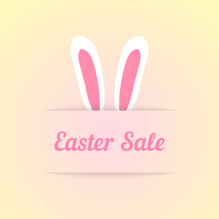 easter sale with ears in pocket. concept of special offer, shopping, marketing ploy, profitable proposition. isolated on cream background. flat style trendy modern design eps10 vector illustrationのイラスト素材