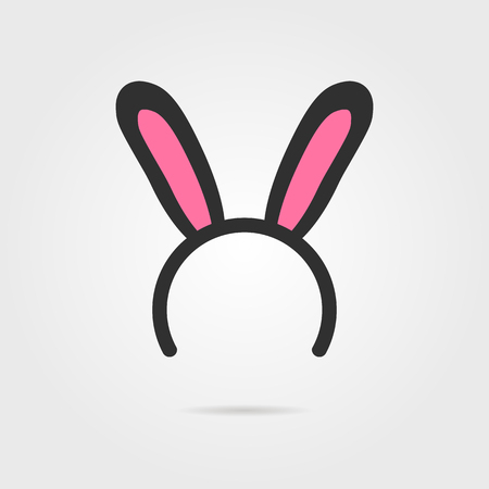 black rabbit ears mask with shadow. concept of festival, children feast, surprise, festive masquerade, merriment. isolated on grey background. flat style trendy modern logo design vector illustrationのイラスト素材