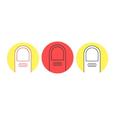 finger tab icons colored set. concept of fingerprinting, fingerprint scanner, clicking, scan personality, connection gesture, print. flat style trend modern logotype design vector illustrationのイラスト素材