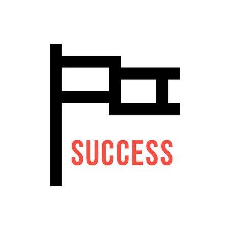 pixelart flag like leadership icon. isolated on white background. 8 bit style modern logotype design vector illustrationのイラスト素材