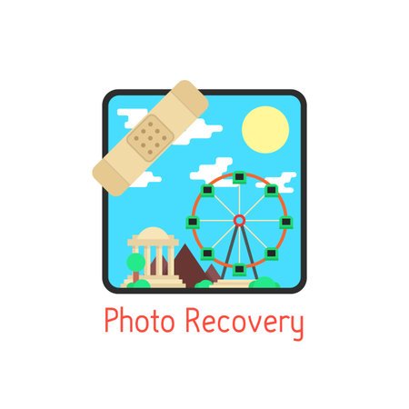 photo recovery with medical plaster. concept of family photo archive, photoalbum, snapshot. isolated...