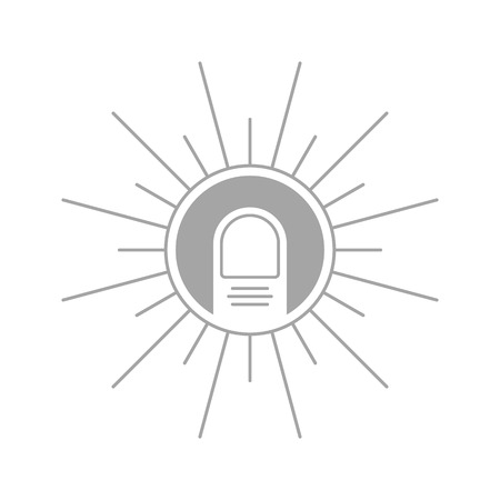 push the button with line finger. concept of fingerprint scanning, visual identity, aiming clicking. isolated on white background. flat style trend modern thin line logotype design vector illustrationのイラスト素材