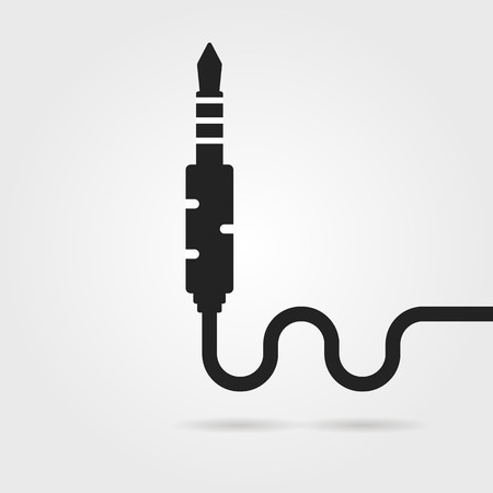 black audio jack with shadow. concept of connection, mic, recording, live show, broadcast, music lover, rec. isolated on white background. flat style trend modern design vector illustrationのイラスト素材