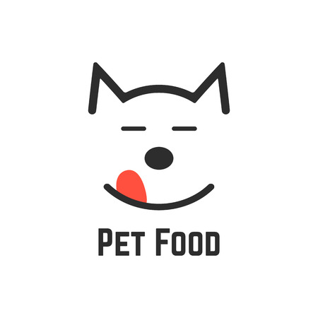 pet food  with dog icon. concept of veterinary, visual identity, vet, dog forage, wildlife, pet store, feed. isolated on white background. flat style trend modern brand design vector illustrationのイラスト素材
