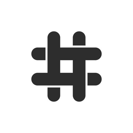 black hashtag icon with cut ends. concept of social media, micro blogging, pr, popularity, blogger, grille. isolated on white background. flat style trend modern logotype design vector illustrationのイラスト素材