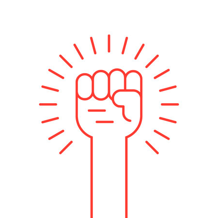 thin line red hand up iconのイラスト素材