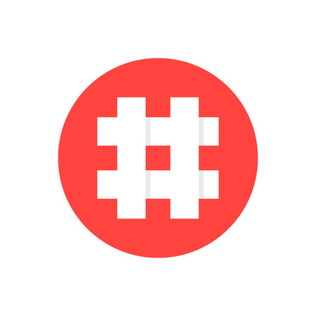 white hashtag in red circleのイラスト素材
