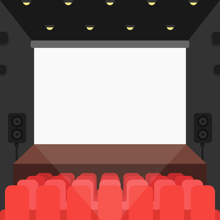 cinema theater with seats and blank screenのイラスト素材