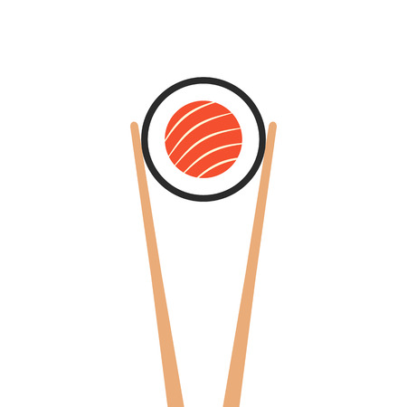 chopsticks holding sushi rollのイラスト素材