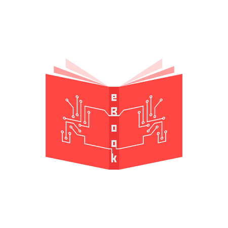red ebook icon with pcb elementsのイラスト素材