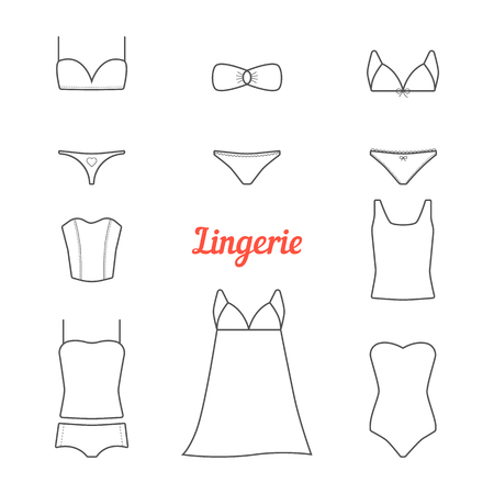 set of thin line lingerie iconsの写真素材