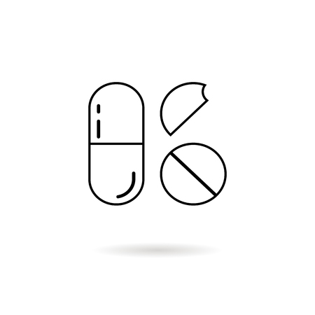 thin line pills with shadowのイラスト素材