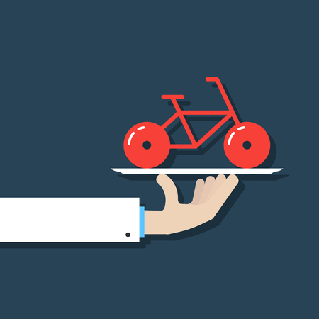 hand holding bicycle on dishのイラスト素材