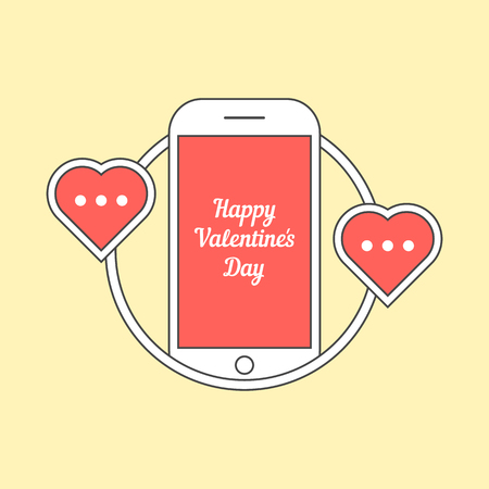 phone with hearts like messagingのイラスト素材