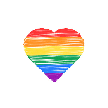 scribble colored heart iconのイラスト素材