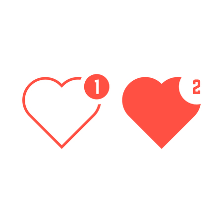 red hearts icons like notificationのイラスト素材