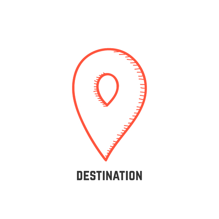 destination with hand drawn map pinのイラスト素材