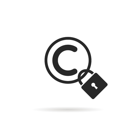 black copyright symbol with padlock and shadowのイラスト素材