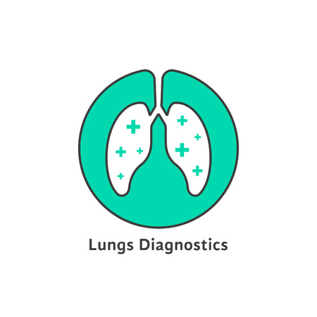 green outline lungs diagnostics with crossのイラスト素材