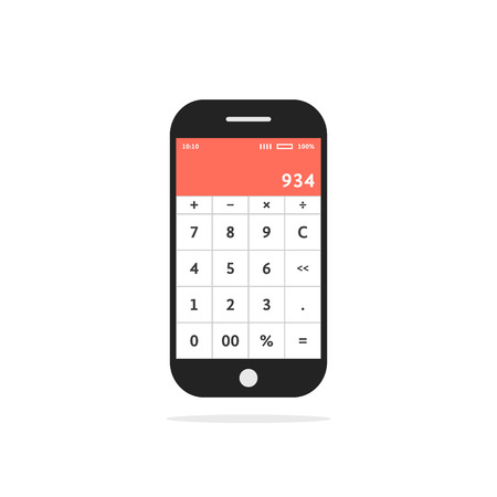 A calculator mobile app in smart phone illustration.のイラスト素材