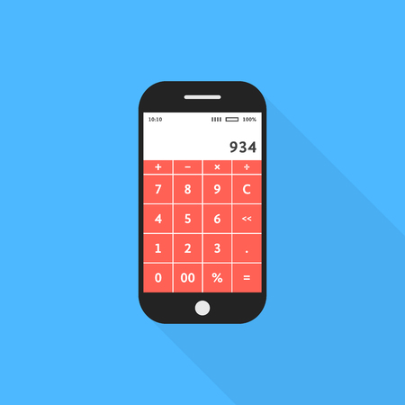 A phone with calculator app and shadow illustration.のイラスト素材