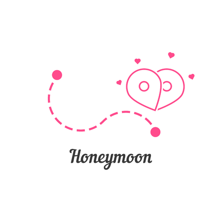 honeymoon with route and map pinのイラスト素材