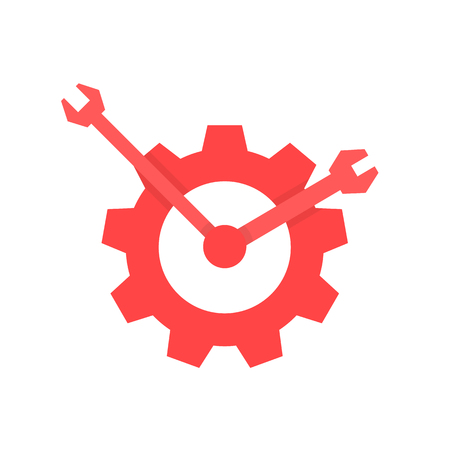red repair service logo like clockのイラスト素材