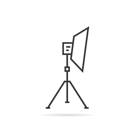 Thin line soft box on tripod icon.のイラスト素材